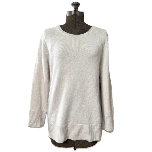 J. Crew Wool Cashmere Blend Oversized Crew Neck Sweater Size XS Cream Oatmeal - Picture 1 of 10